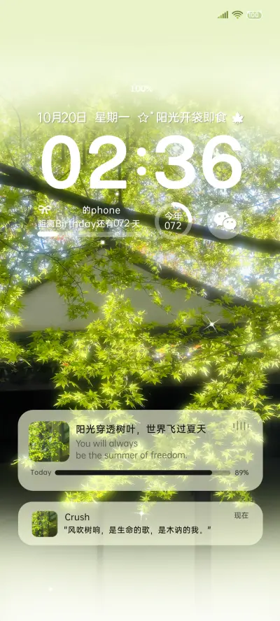 氛围感阳光穿透树叶