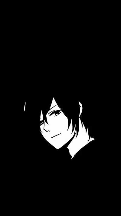 黑白动漫少年剪影-拍信图库