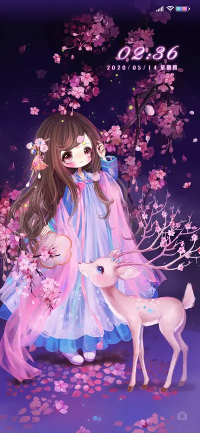 羽画雨 少女与鹿